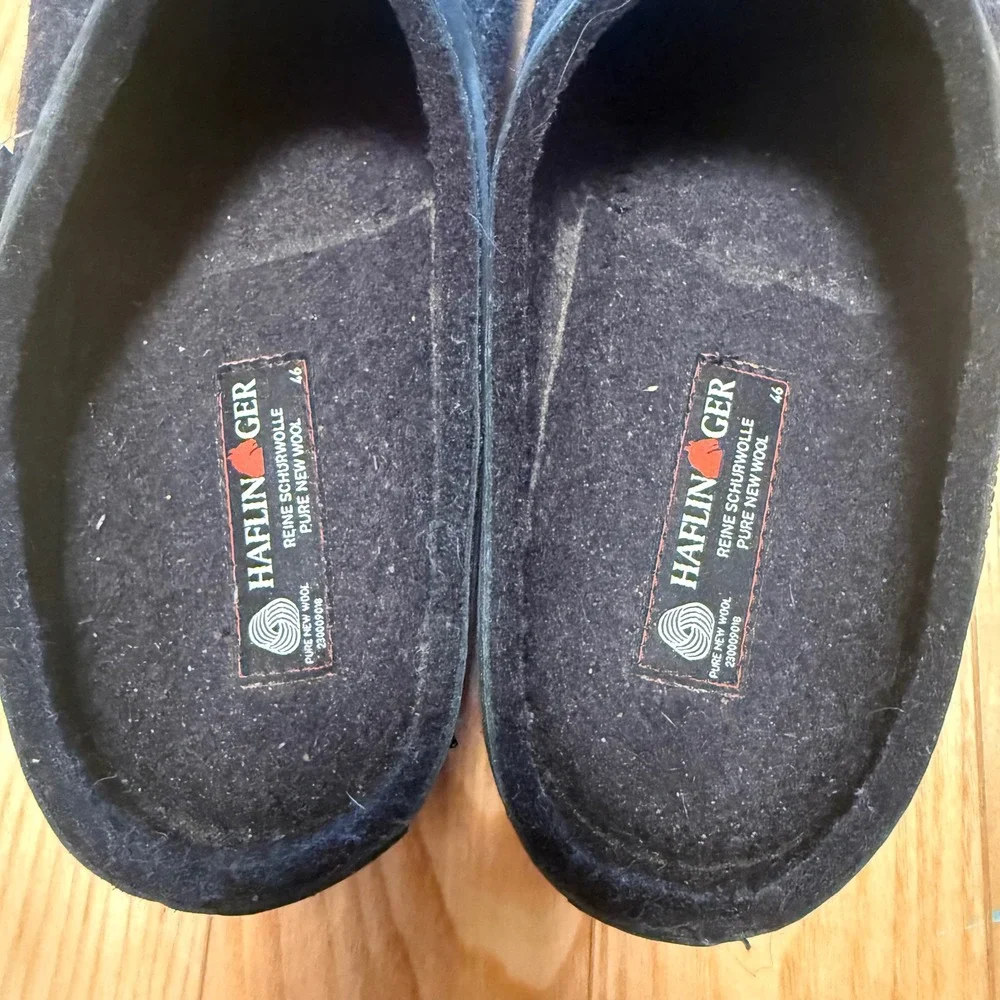 Haflinger GZL Leather Trim Wool Clogs Hard Sole Slippers EU 46 US Men's 13